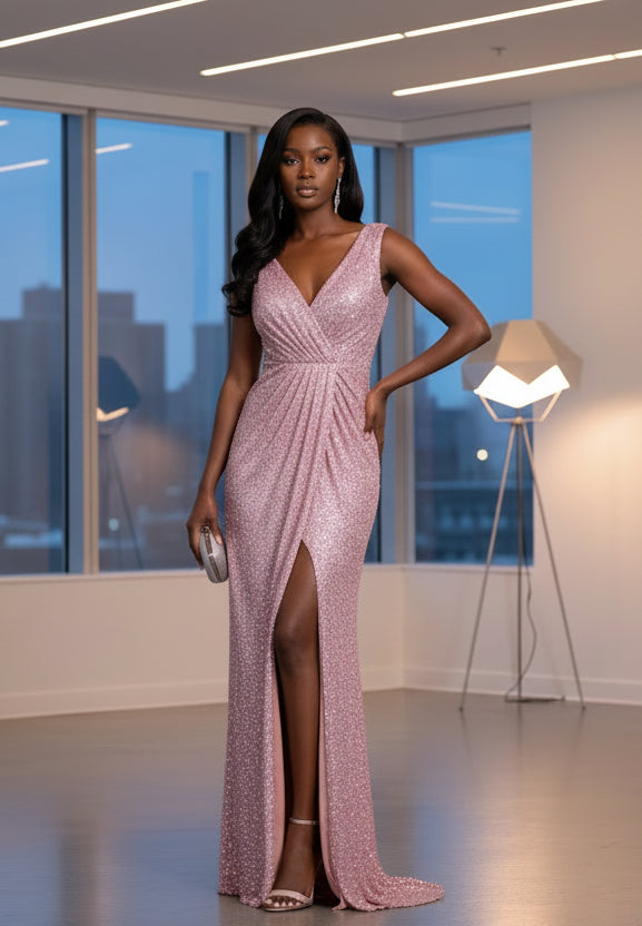 Abendkleid M162 – Prinzessinnen-Silhouette und Beinschlitz in Smaragdgrün – Ansicht 4 | Lamia Mode
