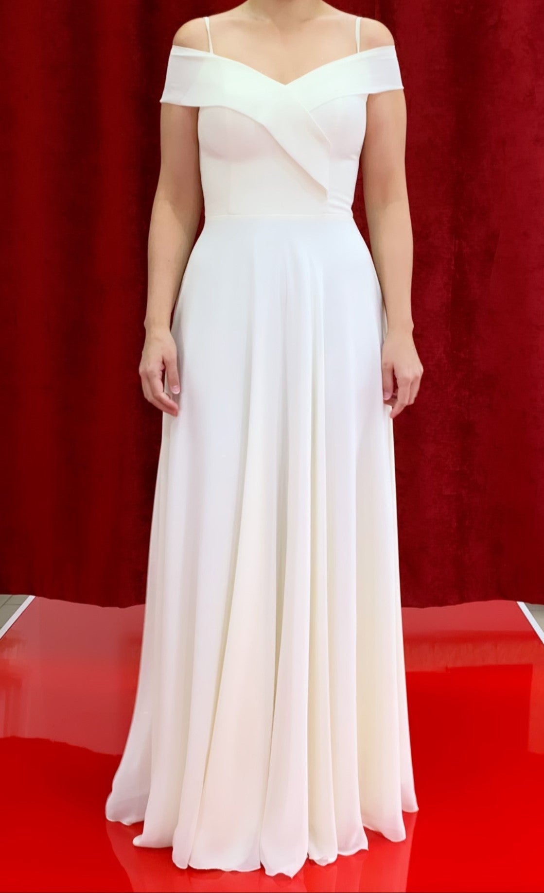 Standesamtkleid FKX2019 – Chiffon und A-Linie in Creme – Ansicht 1 | Lamia Mode