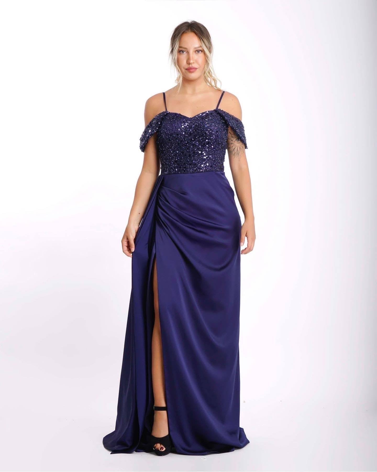 Abendkleid M179 – Satin und Corsagen-Oberteil in Gold – Ansicht 2 | Lamia Mode