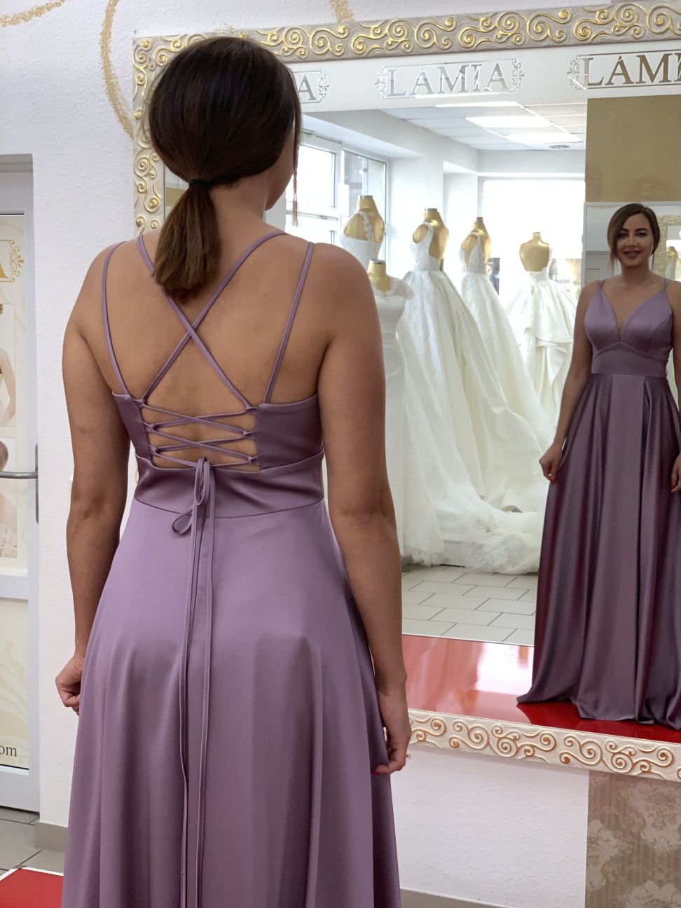 Abendkleid FK3335 – Satin und Spitze – Ansicht 3 | Lamia Mode