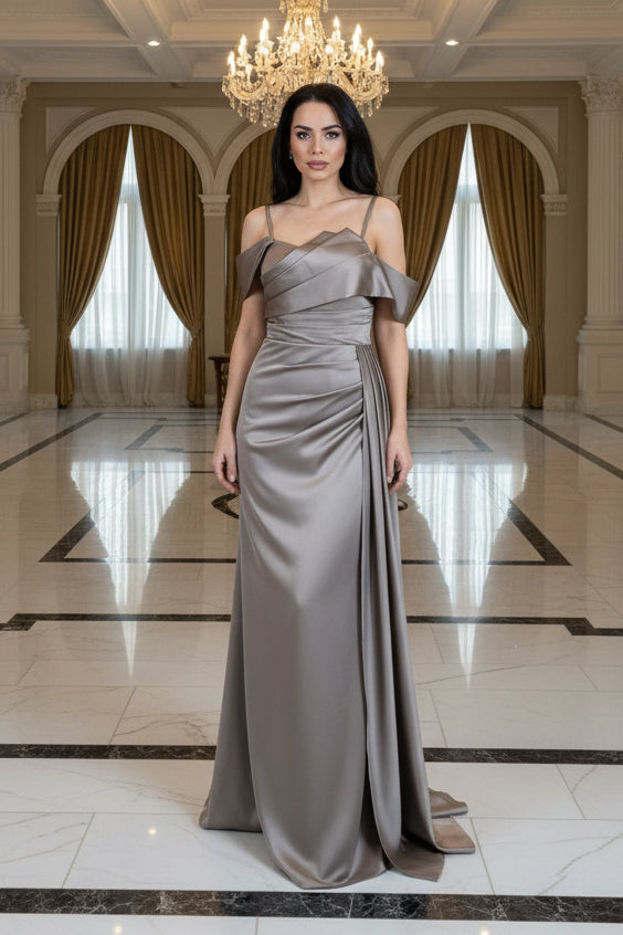 Elegantes Abendkleid mit Drapierung & Off-Shoulder-Design / M284