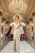 Elegantes Off-Shoulder Abendkleid mit Drapierung C2137