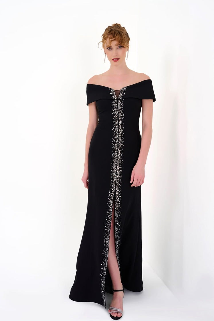 Abendkleid Elegantes Off-Shoulder-Abendkleid mit Strasslinie – C5950 – Ansicht 4 | Lamia Mode