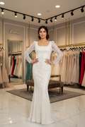 Abendkleid mit Perlenstickerei & langen Ärmeln – Modell M270