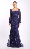 Abendkleid M173 – figurbetonte Passform in Dunkelblau – Ansicht 2 | Lamia Mode