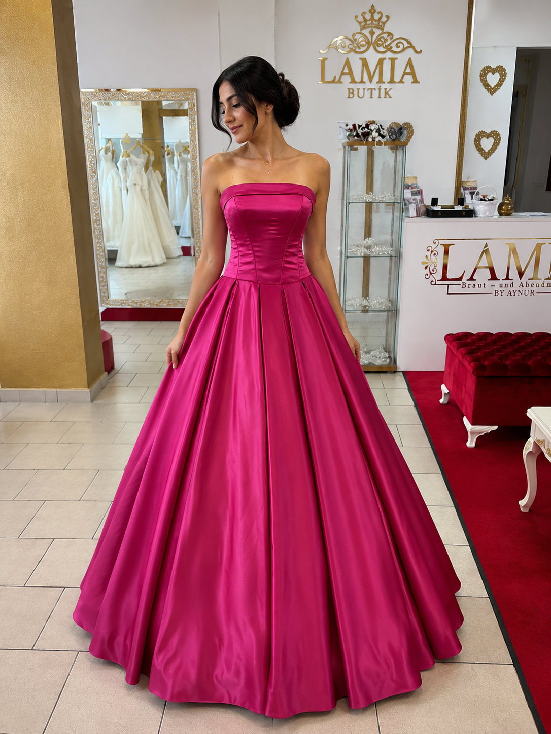 Ballkleid Matmazel – Schleppe in Pink – Ansicht 1 | Lamia Mode