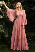 Abendkleid lamia 242 – Chiffon und V-Ausschnitt in Puder – Ansicht 1 | Lamia Mode