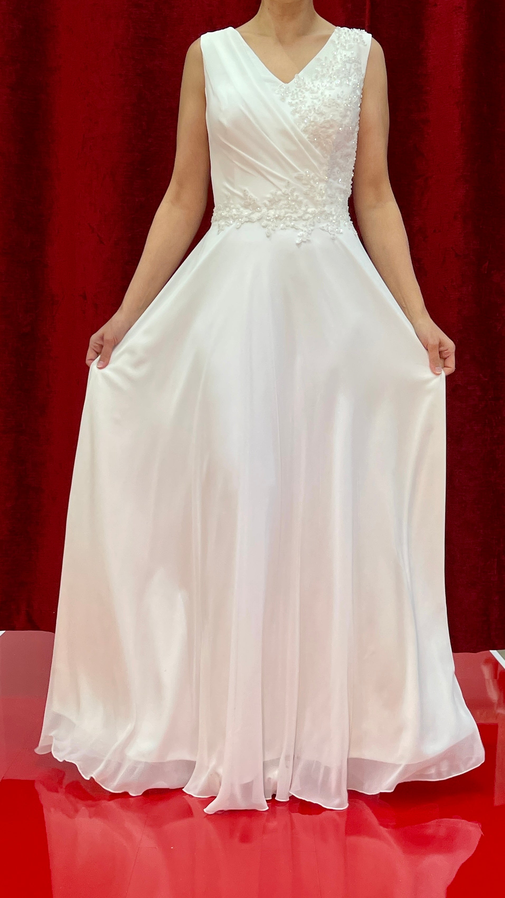 Standesamtkleid FK3245 – Chiffon und Spitze in Ivory – Ansicht 4 | Lamia Mode
