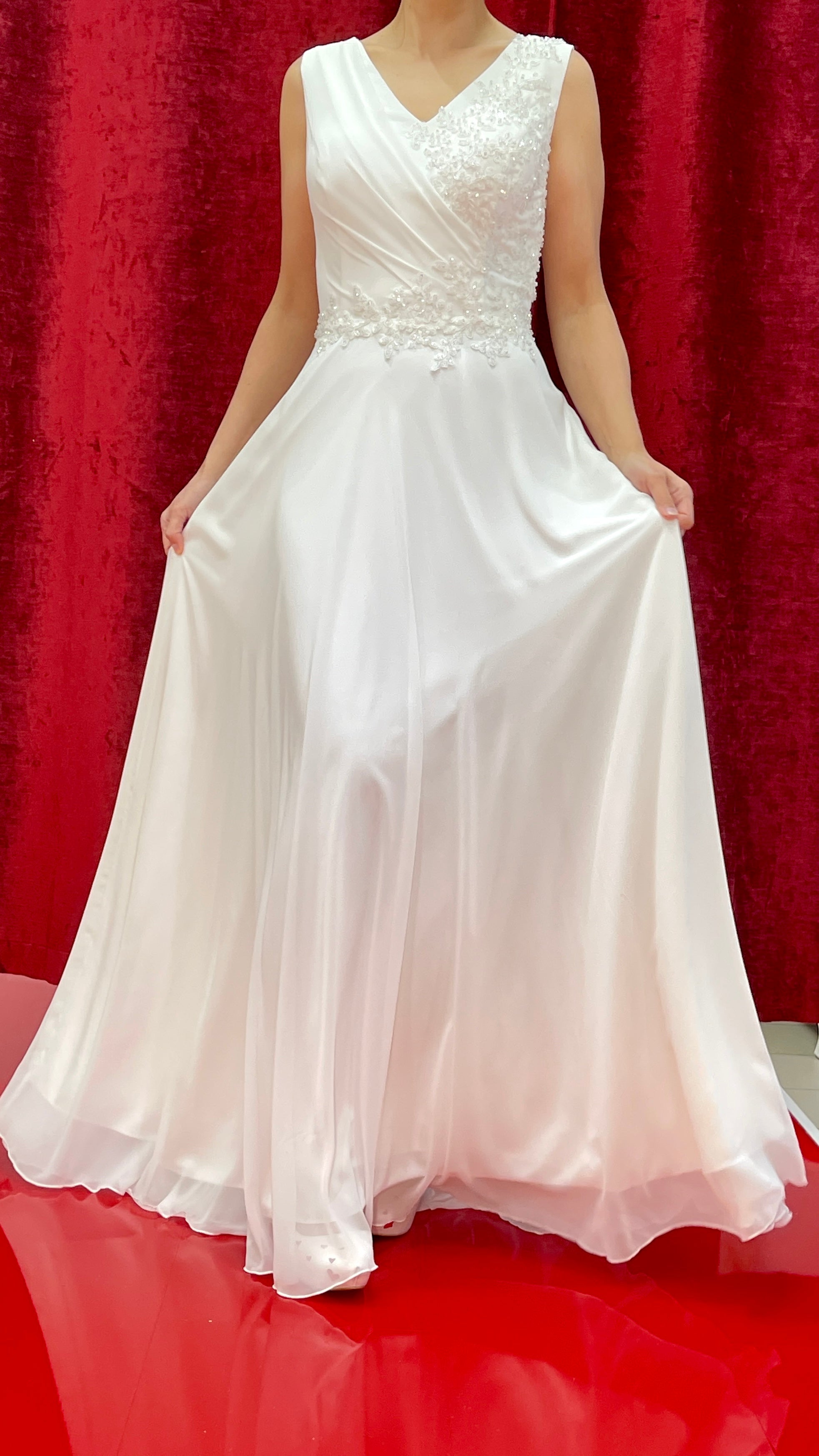 Standesamtkleid FK3245 – Chiffon und Spitze in Ivory – Ansicht 2 | Lamia Mode