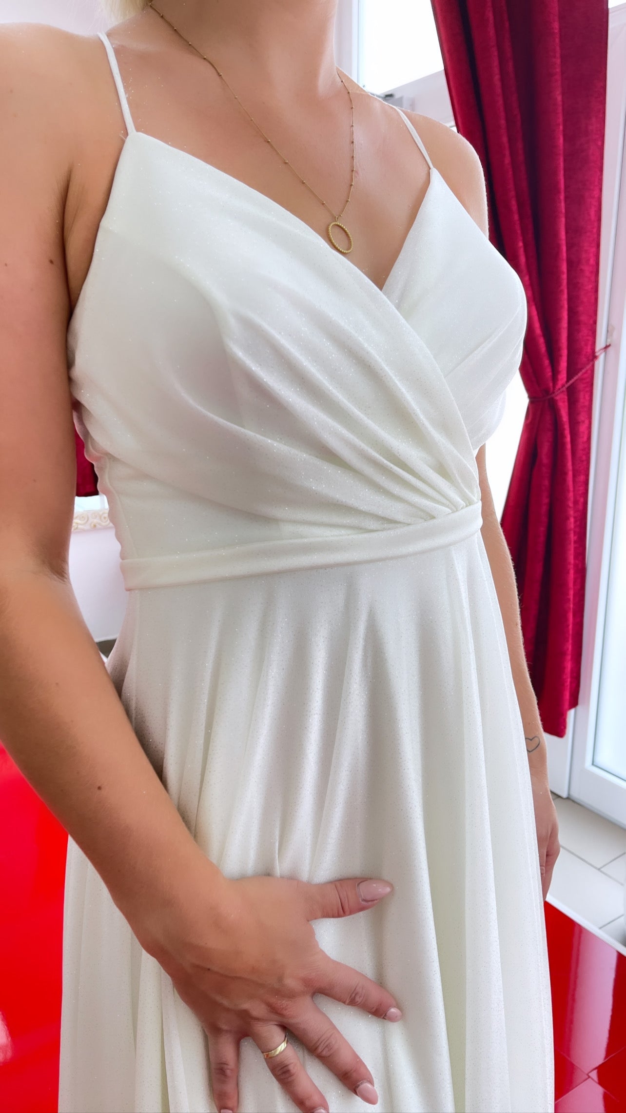 Standesamtkleid C4820 – Chiffon in Elfenbein – Ansicht 2 | Lamia Mode