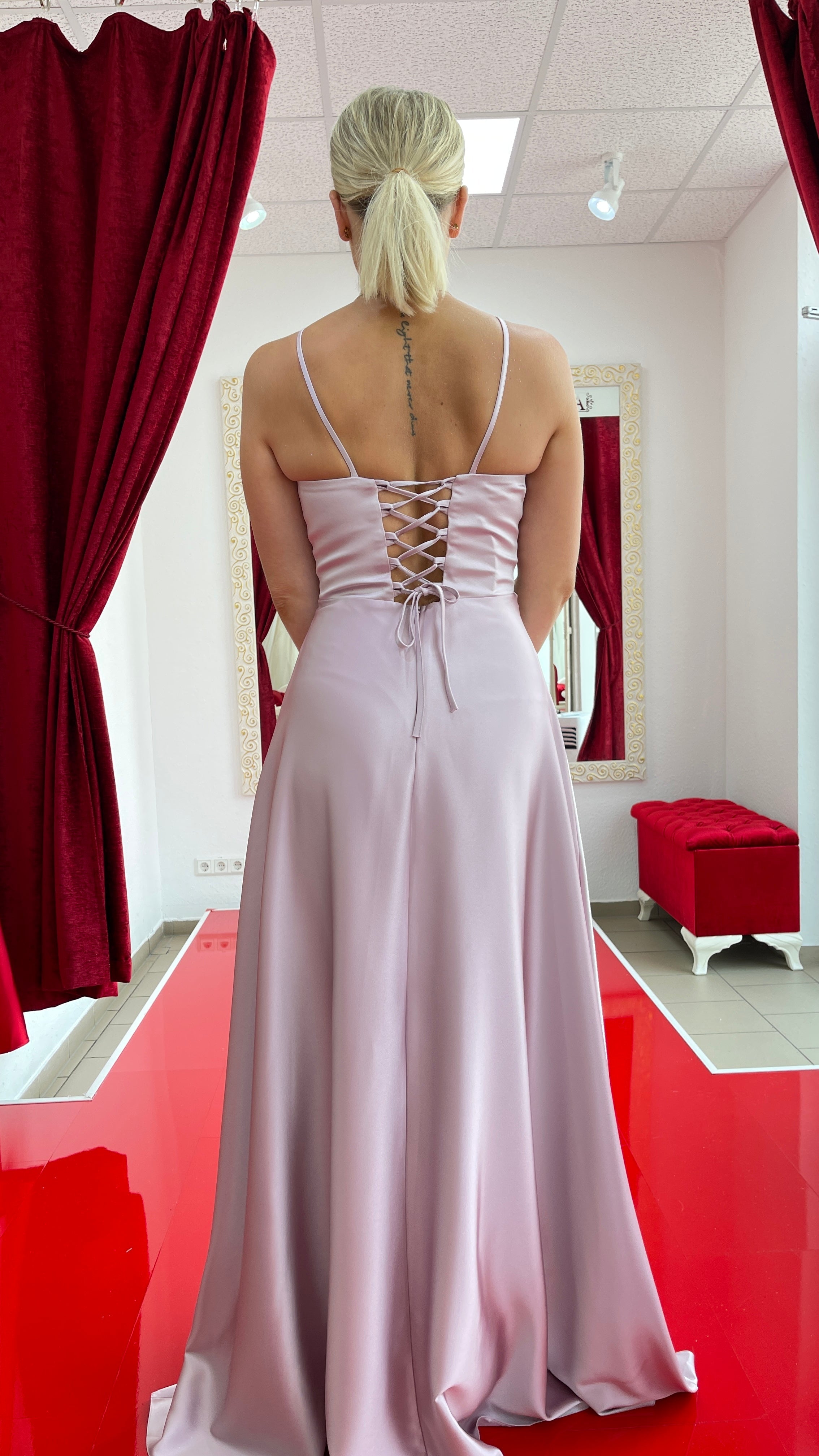 Abendkleid Elegantes Kleid mit Rückenschnürung in A-Line – FK3320 in Zimt – Ansicht 3 | Lamia Mode