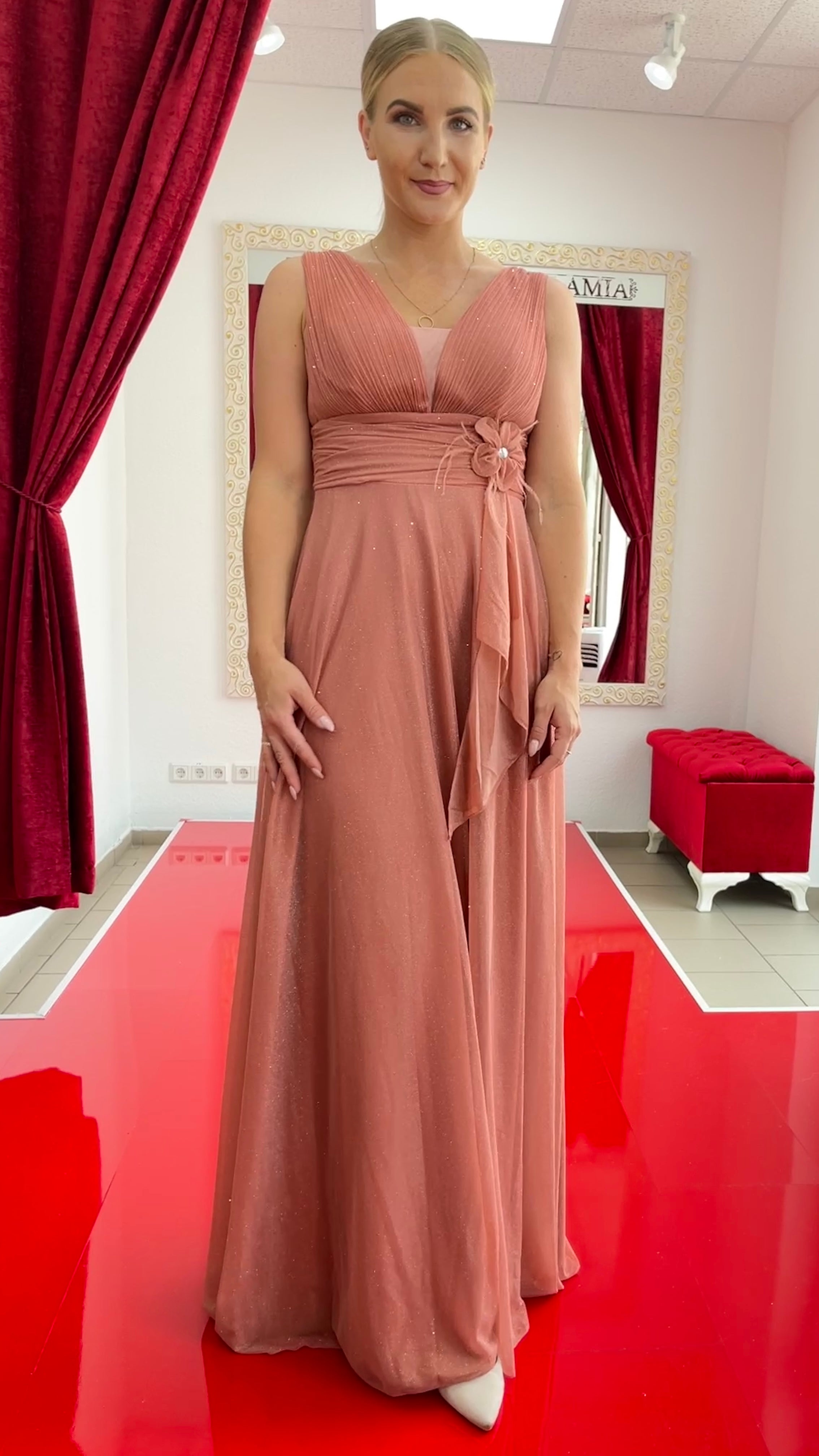 Abendkleid FK4118 – Tüll in Pistazie – Ansicht 3 | Lamia Mode