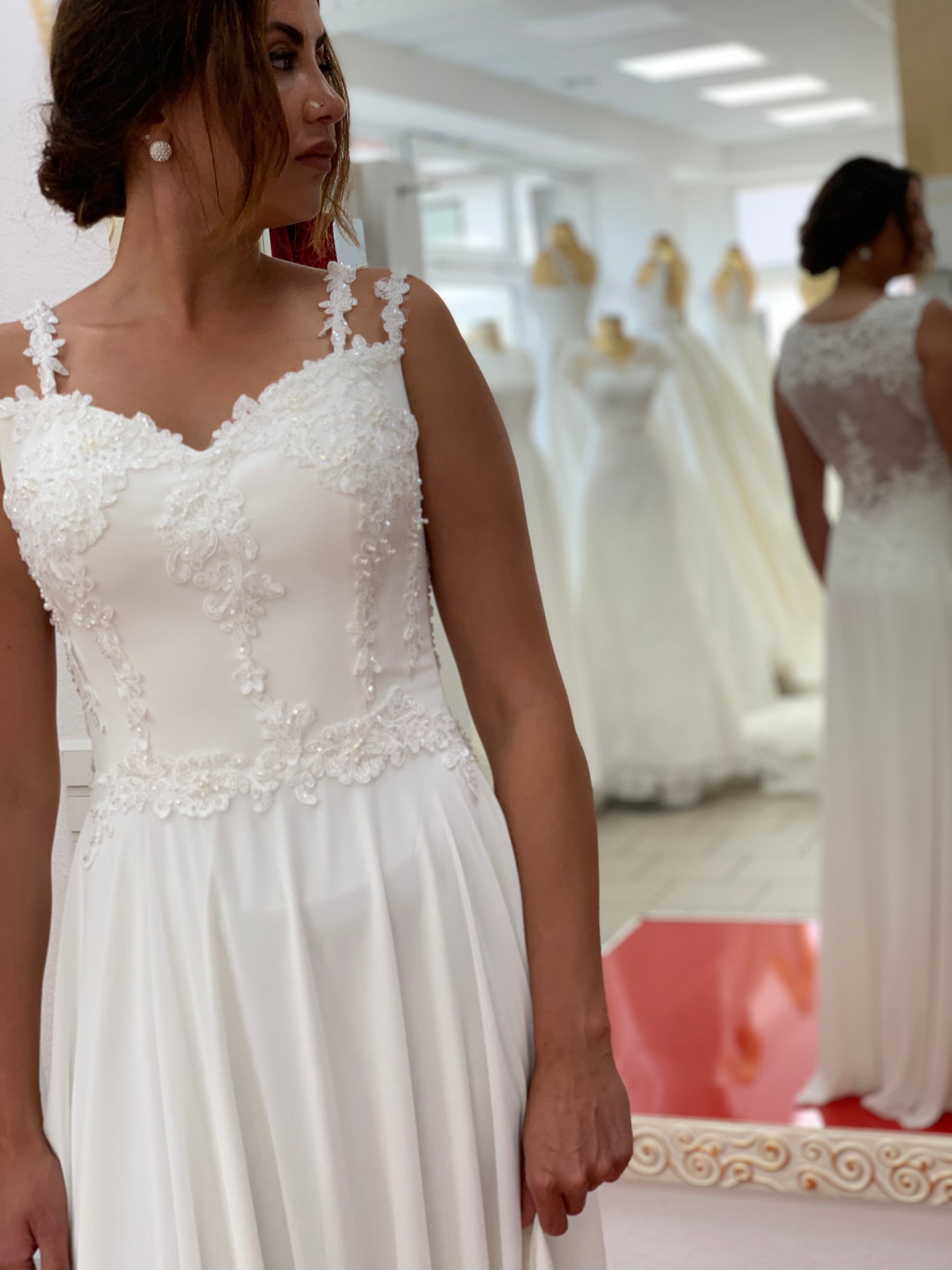 Standesamtkleid FK3546 – Chiffon und Spitze – Ansicht 3 | Lamia Mode