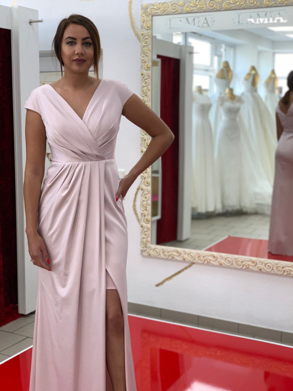 Elegantes Abendkleid mit Wickeloptik & Beinschlitz / FK3326