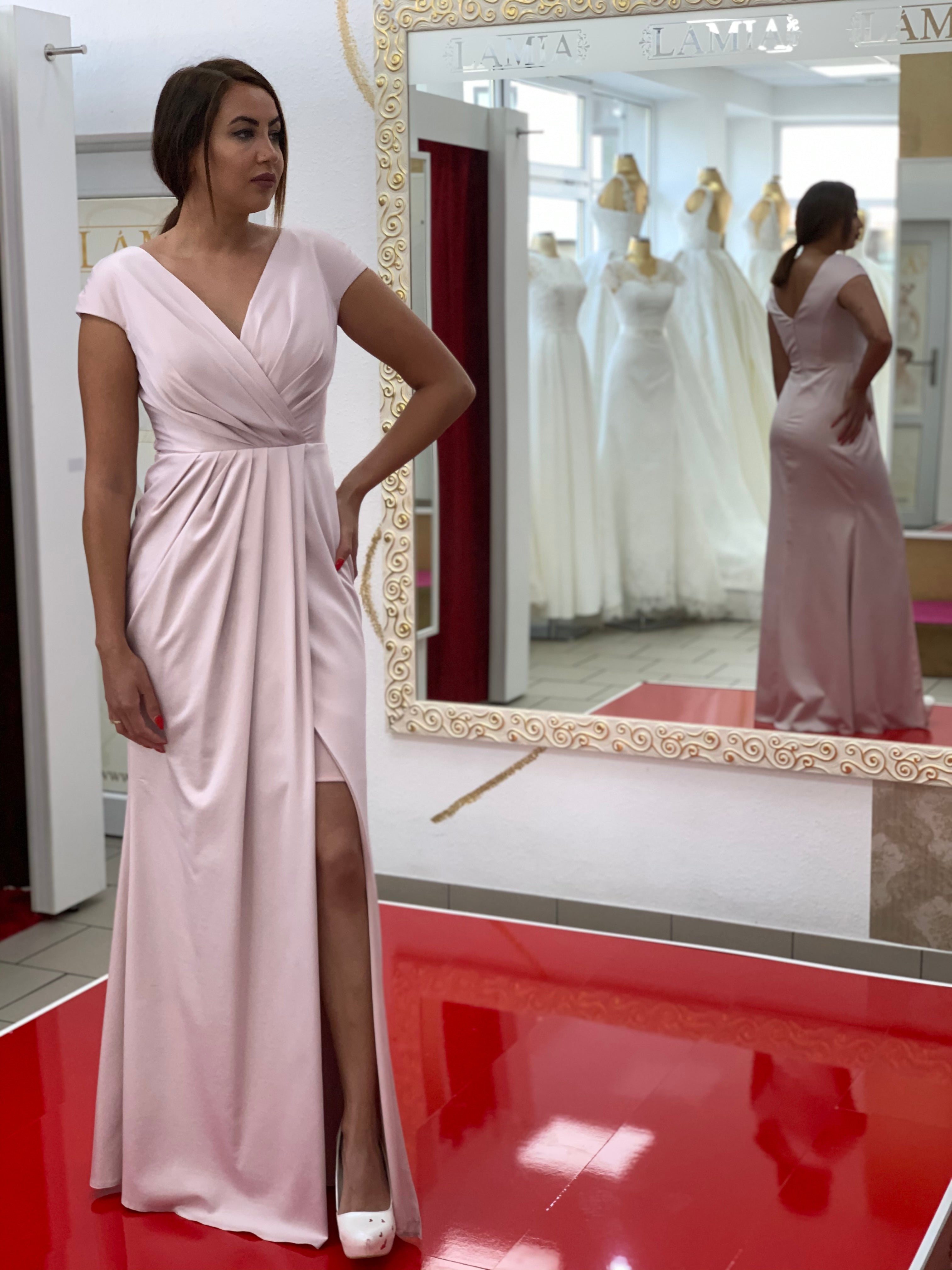 Elegantes Abendkleid mit Wickeloptik & Beinschlitz / FK3326