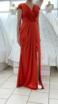 Elegantes Abendkleid mit Wickeloptik & Beinschlitz / FK3326
