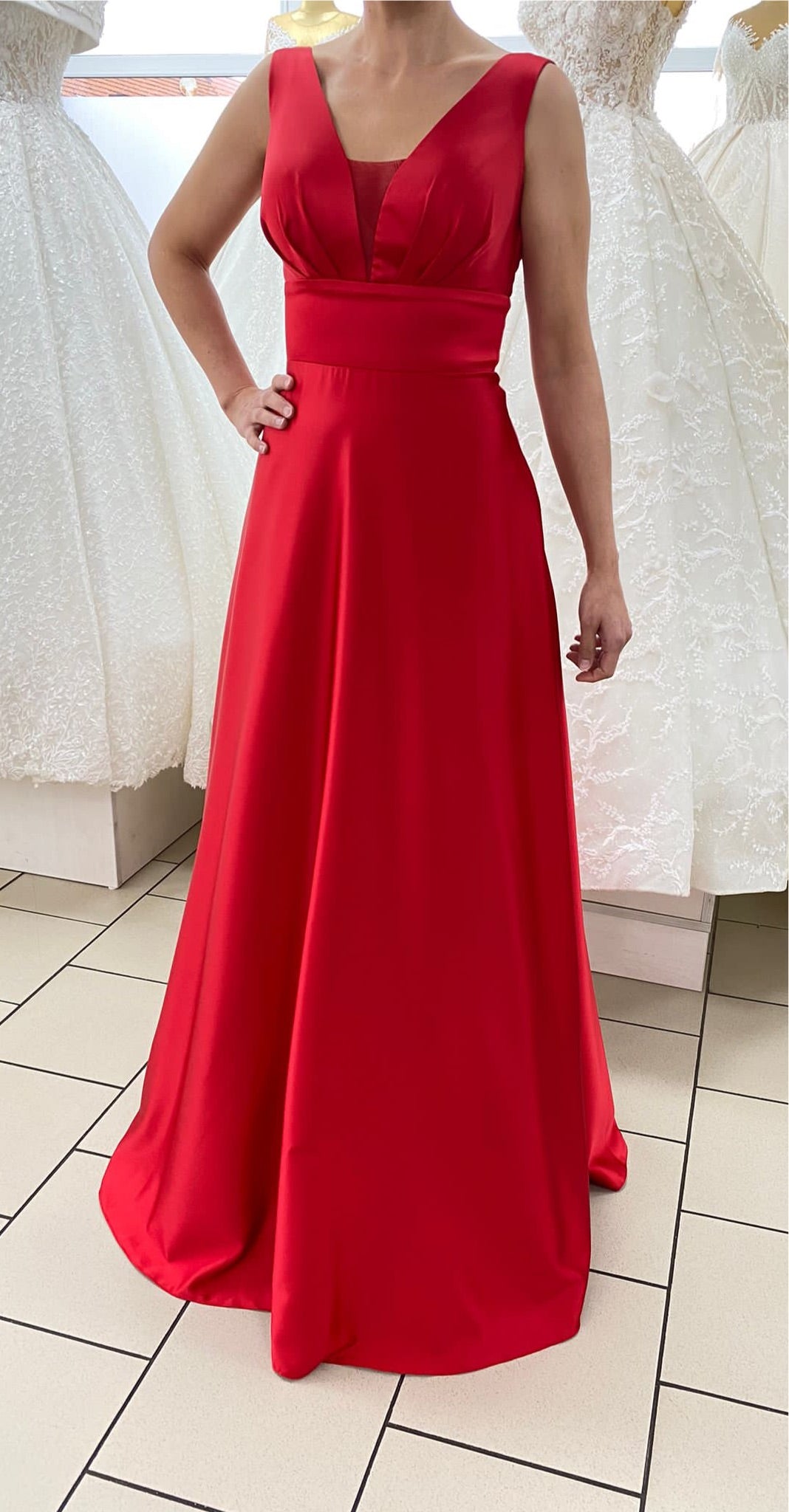 Elegantes Abendkleid mit V-Ausschnitt & A-Linie - FK4108