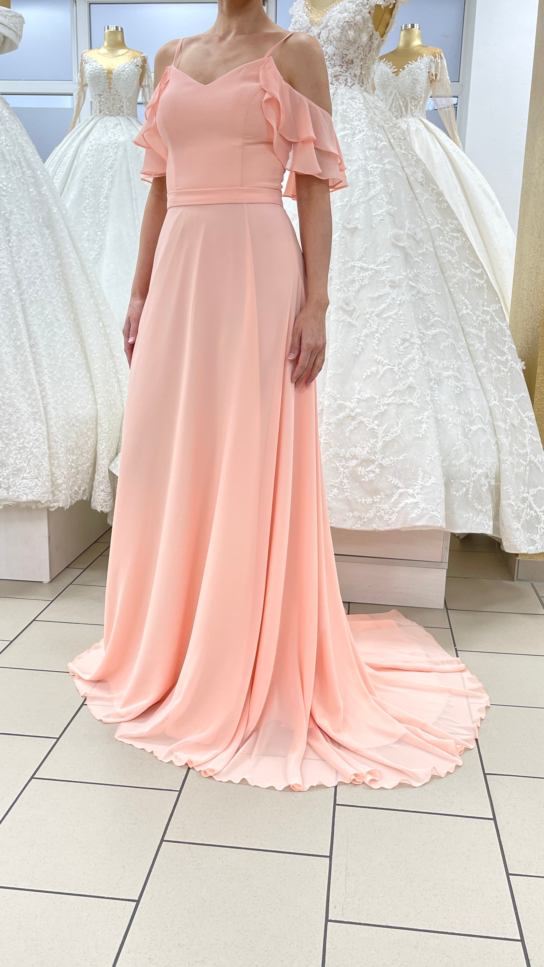 Elegantes Abendkleid mit Volantärmeln & Schnürung / FK3219